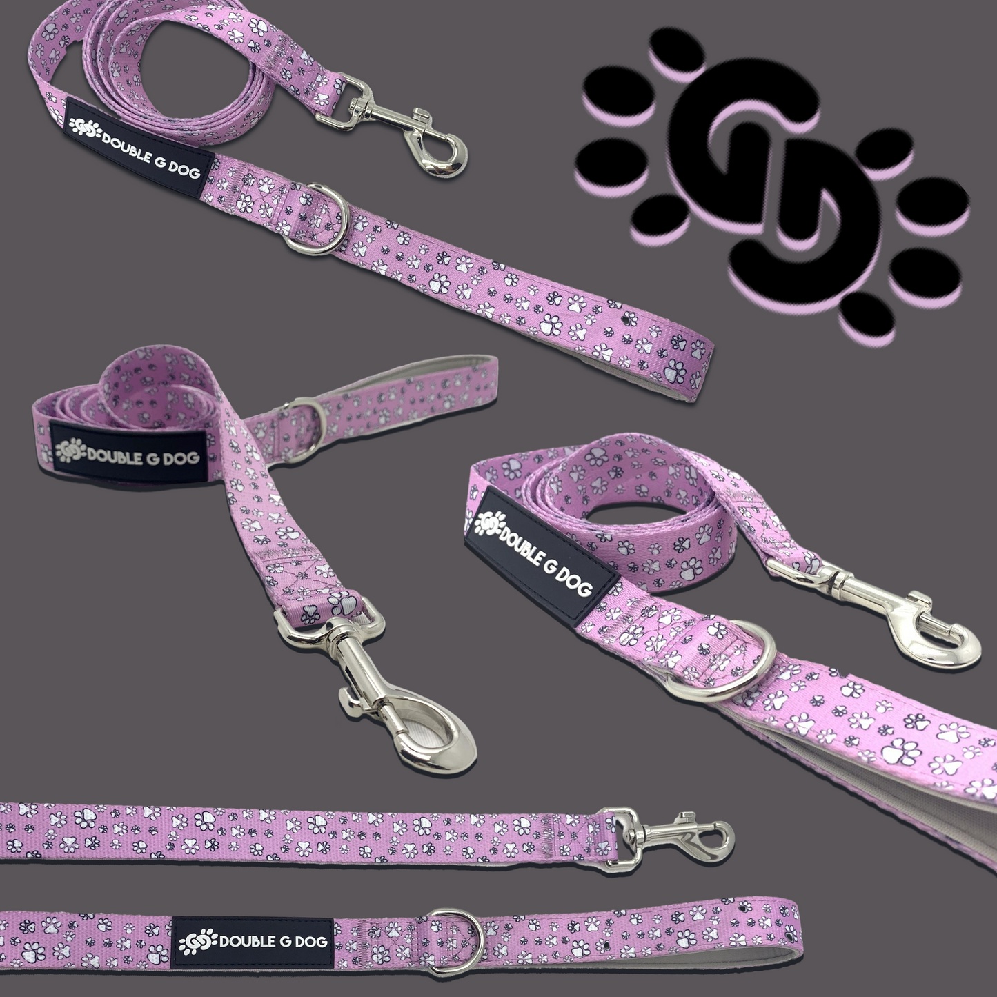 Lilac Paw Love - Double G Dog 5ft Leash - Double G Dog 